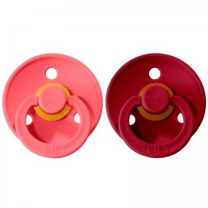 2 Chupetes Bibs Coral/Ruby - Bibs 2 Chupetes Bibs Coral/Ruby - Bibs