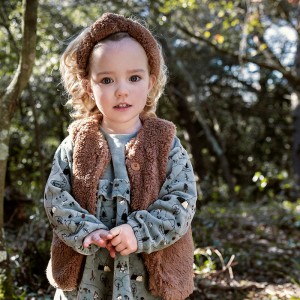 Vestido Combi Terciopelo Estampado Gris - Bean's